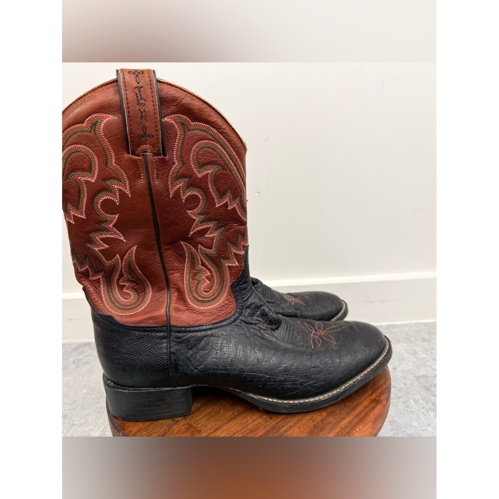 Tony Lama Usa Full Quill Ostrich Cowboy Boots Size 9 Black & Brown Western